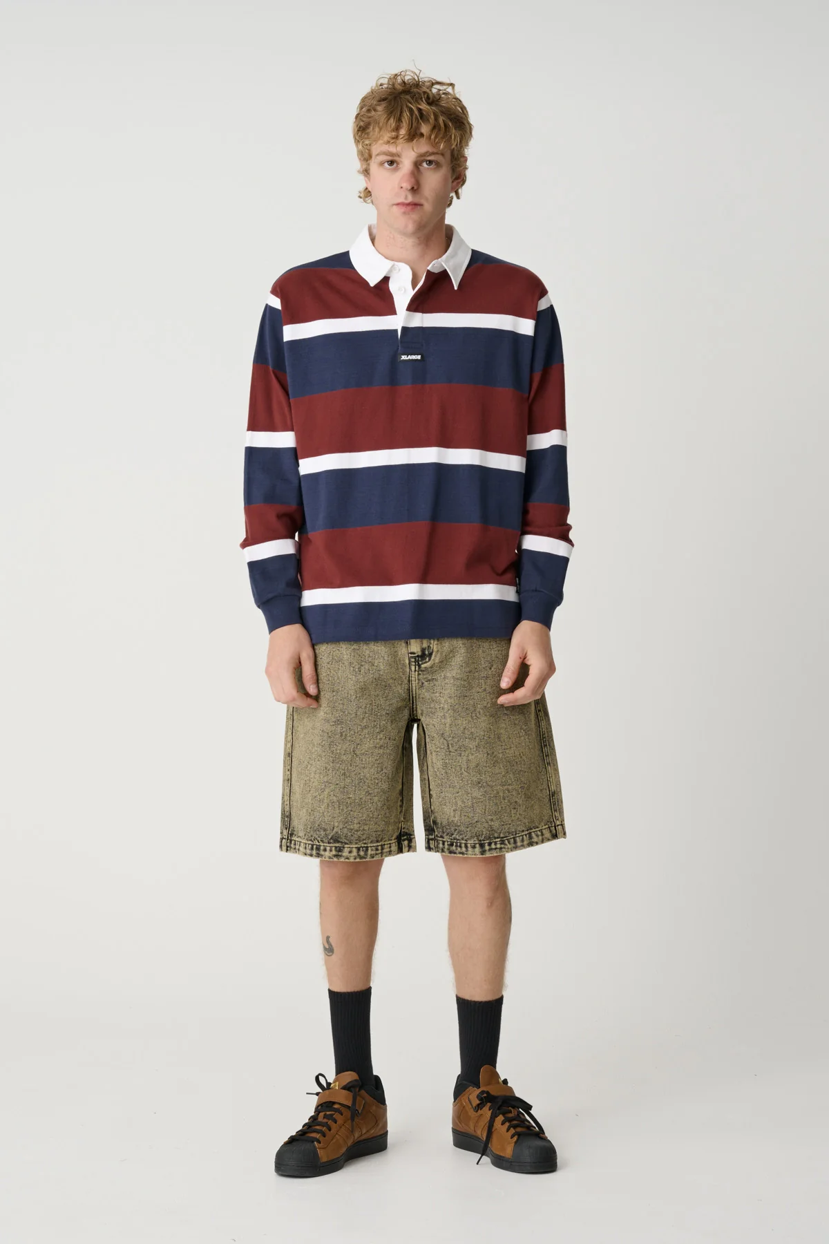 XL STRIPE RUGBY TOP - BURGUNDY - Image 5